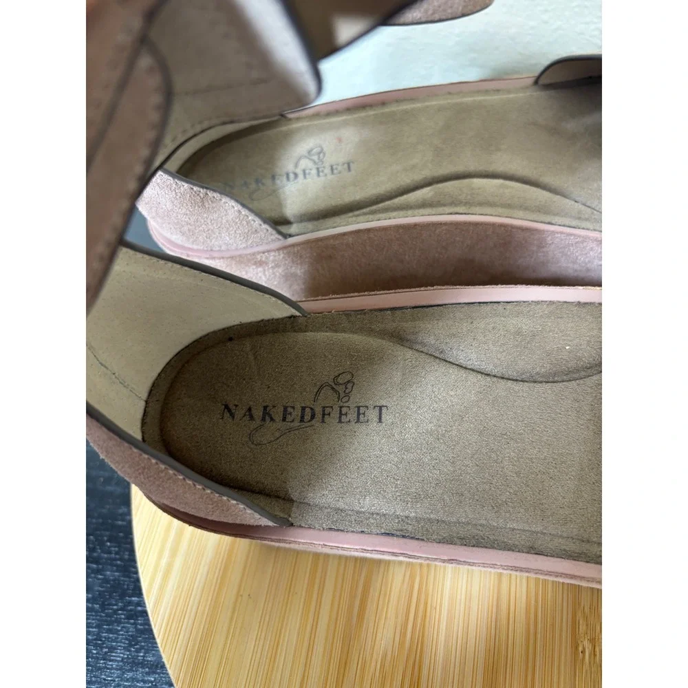 Naked Feet‎ Platform Sandals 8.5M Renzi Pecan Suede Ankle Strap 19F961 Pink